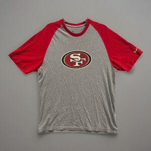 Nike Mens San Francisco 49ers T Shirt Sz L Red Gray SS Color Block Tee NFL